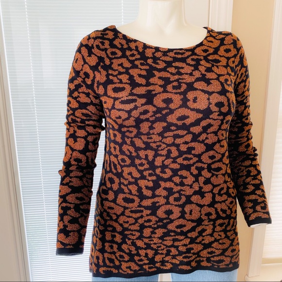 NY Co Black & Copper Animal Print Sweater runs small. Will list it as medium. - Picture 4 of 8